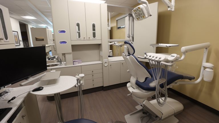 Finish photo of a dental station at a medical exam office building.